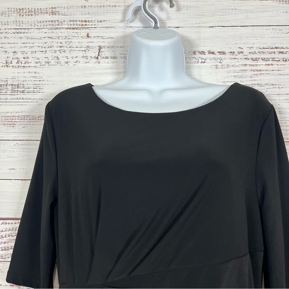 Dress Barn Black Ruched Elboe Sleeve Tulip Hem Formal Dress - Picture 2 of 14